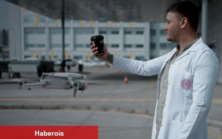 Sağlık çalışanlara dronelerle kahve ikramı