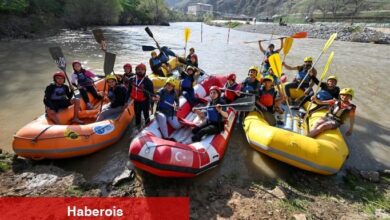 Raftingciler, ilkbaharda daha coşkulu akan Çatak Çayı'nda şampiyonalara hazırlanıyor