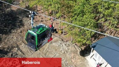 Büyükşehir İtfaiyesinden teleferikte nefes kesen tatbikat