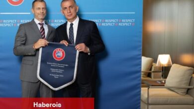 Hacıosmanoğlu, UEFA Başkanı Ceferin ile bir ortaya geldi - Haberois Hacıosmanoğlu, UEFA Başkanı Ceferin ile bir ortaya geldi