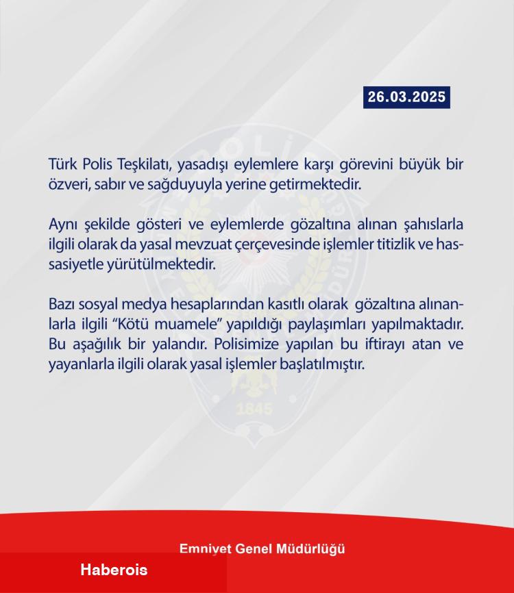 Emniyet'ten 'kötü muamele' paylaşımlarına açıklama - Haberois Emniyet'ten 'kötü muamele' paylaşımlarına açıklama