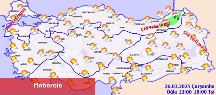 Kuzeybatıda toz taşınımına dikkat!
