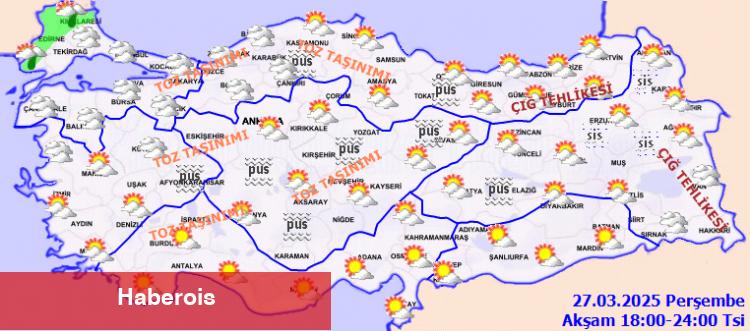 Meteoroloji'den uyarı! İç ve batı kesimlerde toz taşınımına dikkat! - Haberois Meteoroloji'den uyarı! İç ve batı kesimlerde toz taşınımına dikkat!
