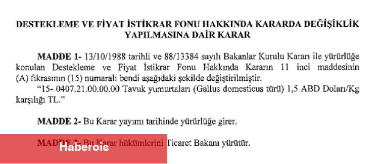 Sofralık yumurta ihracatında fon kesintisi yükseltildi - Haberois Sofralık yumurta ihracatında fon kesintisi yükseltildi