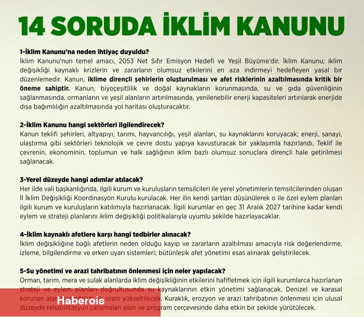 Türkiye'nin ilk İklim Kanunu neler getiriyor? 14 soruda İklim Kanunu... - Haberois Türkiye'nin ilk İklim Kanunu neler getiriyor? 14 soruda İklim Kanunu...