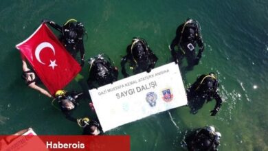 19 Dalgıç, gölün 19 metre altında Atatürk'ü andı