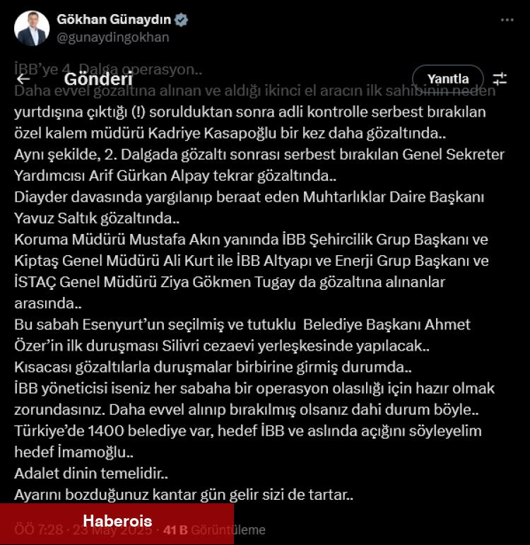 İstanbul Büyükşehir'e 4. dalga operasyonu! CHP'den reaksiyon: Ayarını bozduğunuz kantar gün gelir sizi tartar! - Haberois İstanbul Büyükşehir'e 4. dalga operasyonu! CHP'den reaksiyon: Ayarını bozduğunuz kantar gün gelir sizi tartar!