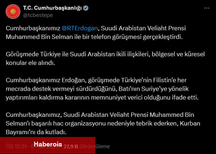 Cumhurbaşkanı Erdoğan Veliaht Prensi ile görüştü - Haberois Cumhurbaşkanı Erdoğan Veliaht Prensi ile görüştü