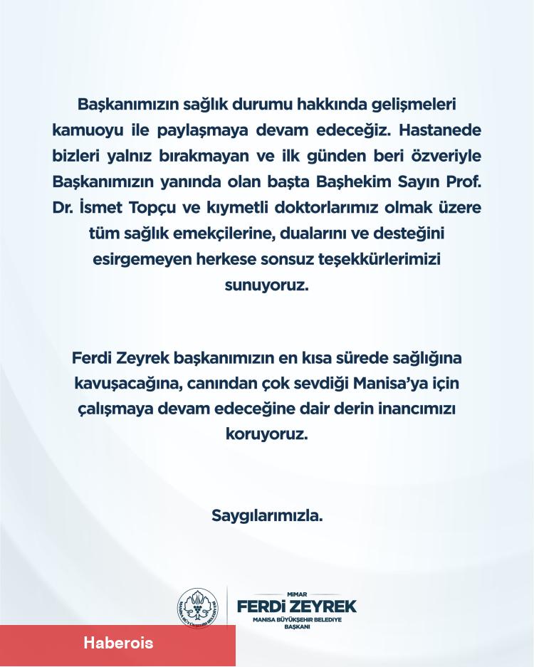Manisa Büyükşehir'den Lider Zeyrek için açıklama - Haberois Manisa Büyükşehir'den Lider Zeyrek için açıklama