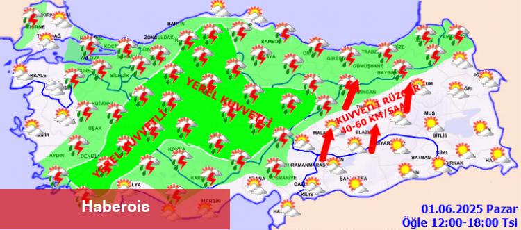 Meteoroloji’den sağanak ve kuvvetli rüzgar uyarısı! - Haberois Meteoroloji’den sağanak ve kuvvetli rüzgar uyarısı!