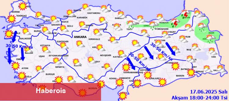 Sıcaklık mevsim normallerinde, rüzgar yer yer kuvvetli!