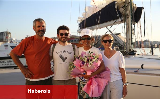 Rekor denemesi için yelkenliyle Hopa'dan yola çıkan Başak Mireli, İskenderun'da