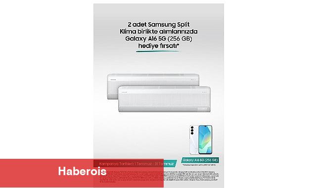Samsung Split Klimalarda 2'li alımda Galaxy A16 5G telefon armağan fırsatı!