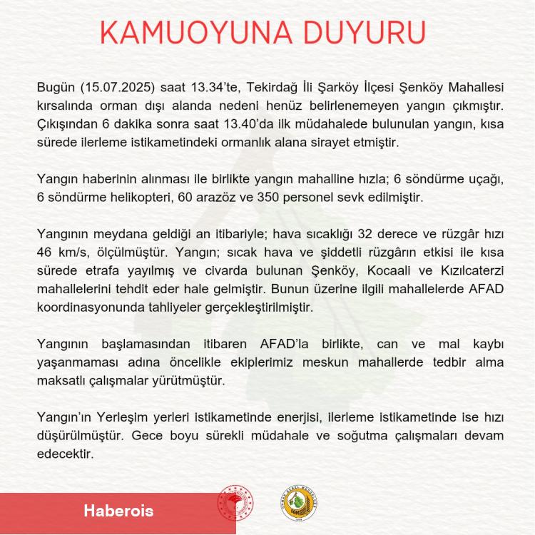 Tekirdağ Şarköy ve Çanakkale Ayvacık’ta yangınlara müdahale sürüyor